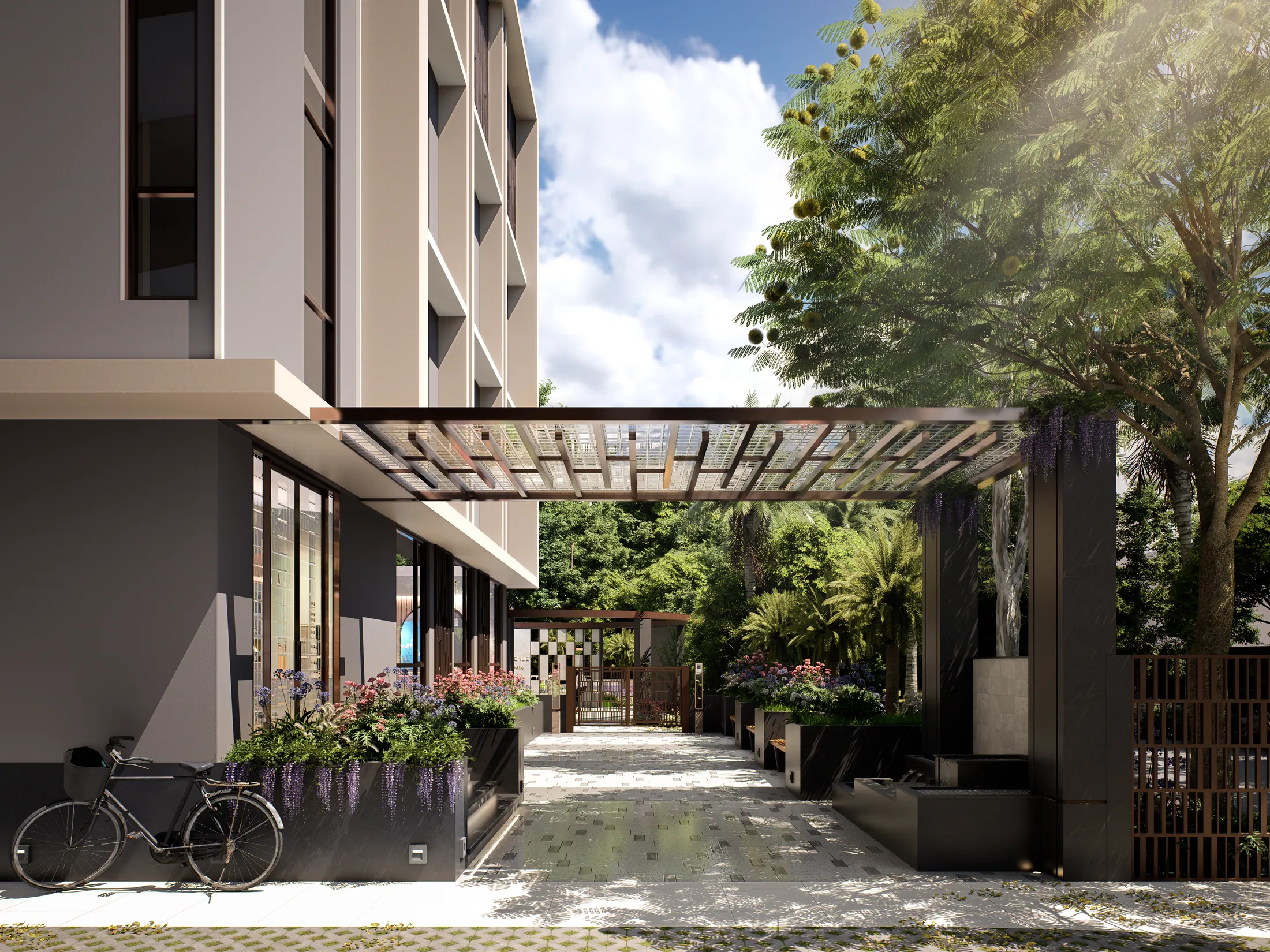 Pearl Avenue clubhouse entrance by day